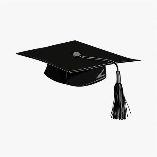 Minimalist graduation cap clipart on white background