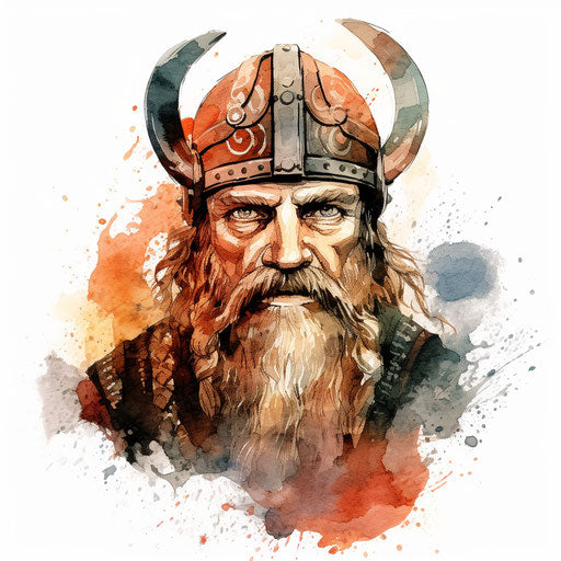 Impressionistic Art viking clipart, on white background