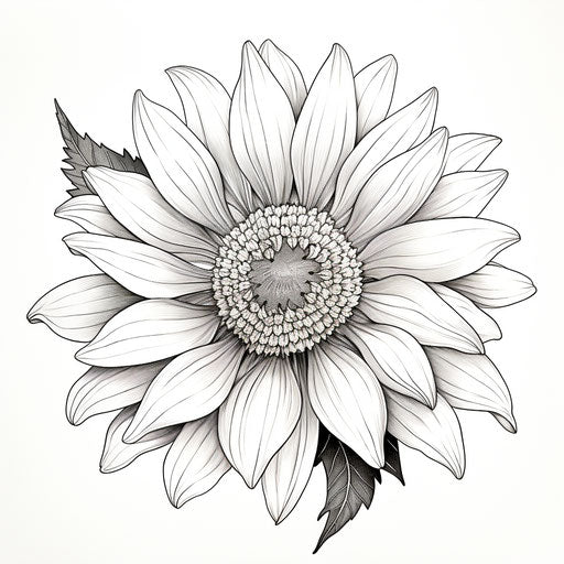 White sunflower flower coloring page