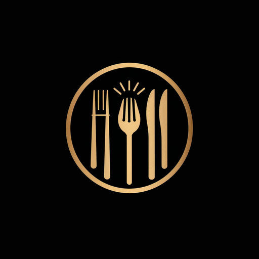 Luxury restaurant logo with gold accents on black background