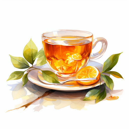 Tea in the style of Oil painting on white background