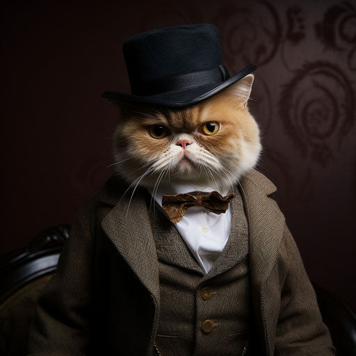 Exotic shorthair cat dressed as a man