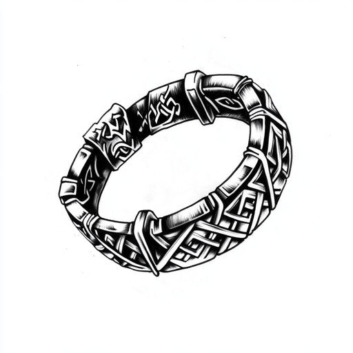 Men's bracelet tattoo: runic symbol flat style sketch