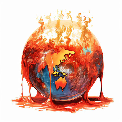 Global warming clipart in Oil painting style