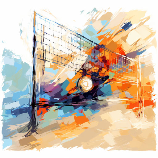Volleyball net clipart in Impressionistic Art style, on white