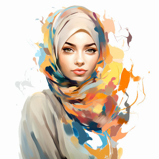 Hijab clipart in the style of Impressionistic Art, on a white background