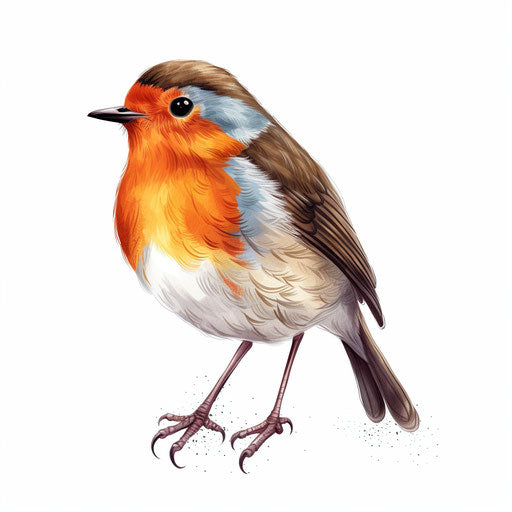 Minimalist style robin clipart on white background