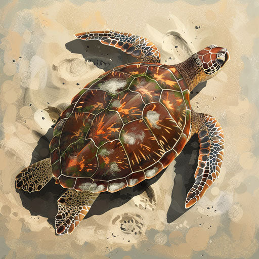Realistic sea turtle clipart on flat random background