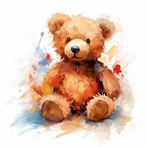 Teddy clipart in the style of Impressionistic Art, on a white background