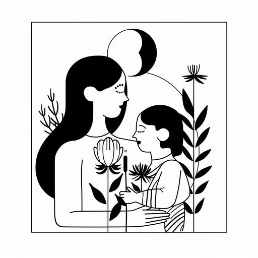 Minimalist Mother's Day illustration with abstract shapes