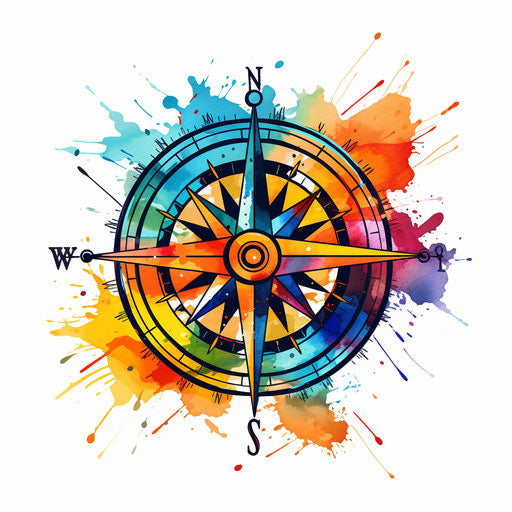 Compass in the style of Oil painting on white background