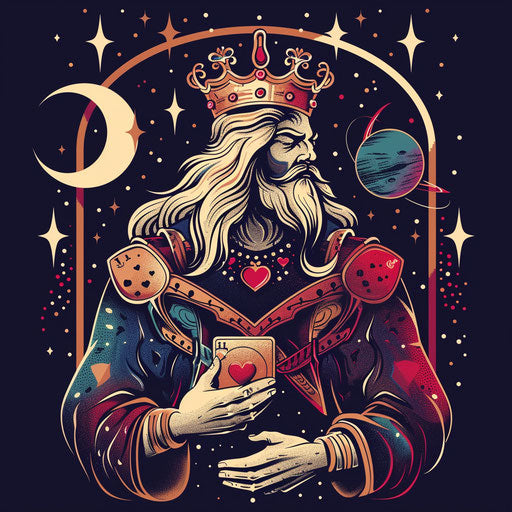 King of hearts under the starry galaxy sky