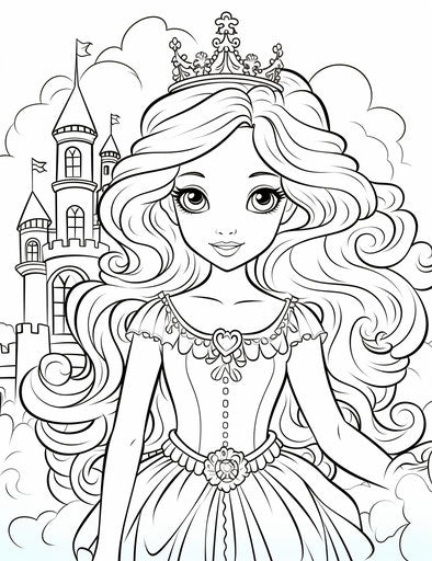 Princess in a castle coloring page