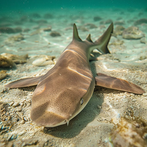 Tranquil scene of a nurse shark resting on the sandy seafloor