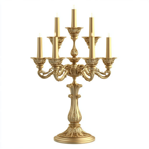 3D Candelabras in realistic style on flat white background