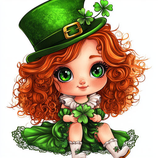 St. Patrick's Day girl in clipart with Leprechaun hat