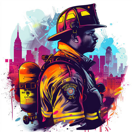 Urban firefighter tattoo sketch skyline graffiti