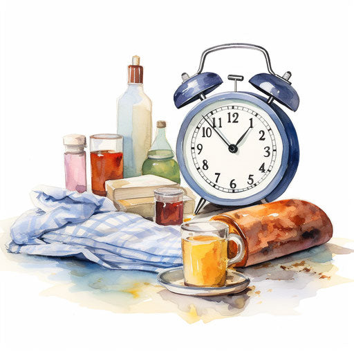 Daily routine illustration in the style of Oil painting on white background