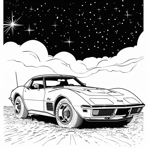 Corvette under starry sky