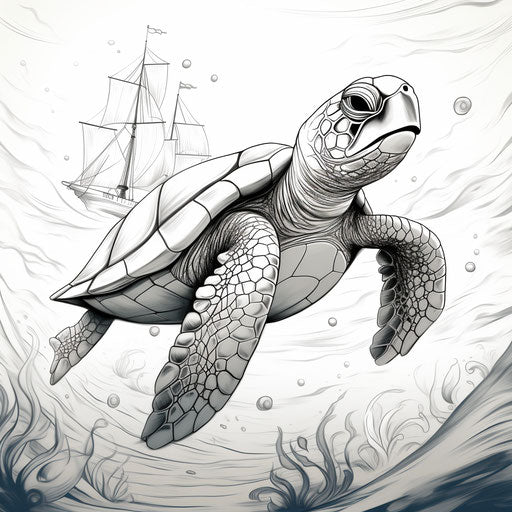 Turtle coloring pages inspired by famous artists