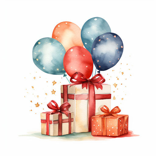 Birthday clipart in Minimalist style on white background