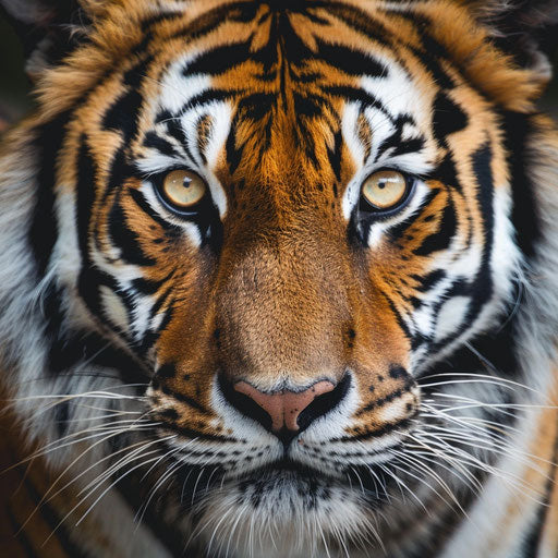 Intense gaze of a tiger, fine fur details