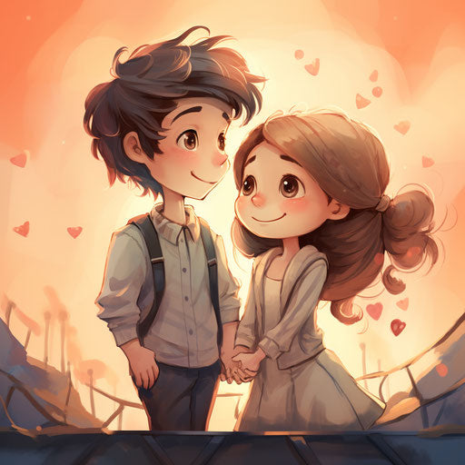 Romantic pair in oshare kei style with charming frivolity