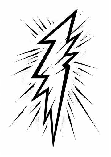 Lightning symbol isolated on white background, graphic black tattoo style