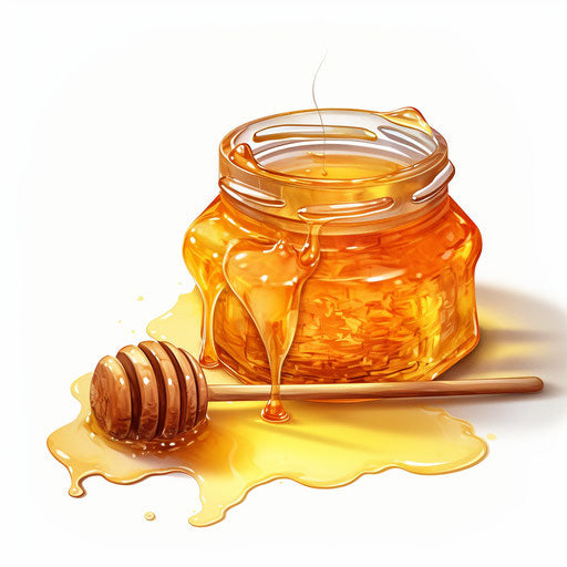 Honey illustration in the style of Chiaroscuro Art, on white background