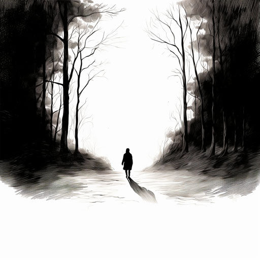 The end clipart in the style of Chiaroscuro Art, on a white background