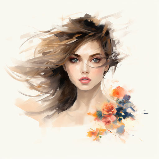 Beauty illustration in the style of Impressionistic Art