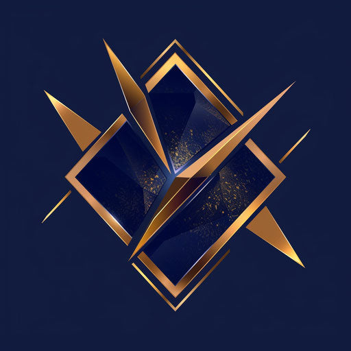 Stylish welding logo with angular shapes and navy blue background