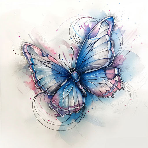 Romantic blue butterfly with soft pastel tones