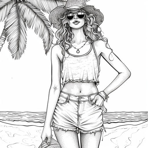 Summer beach outfit, tank top and shorts