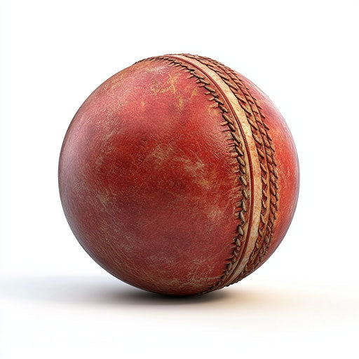 3D Cricket Ball on flat white background, isolated clipart