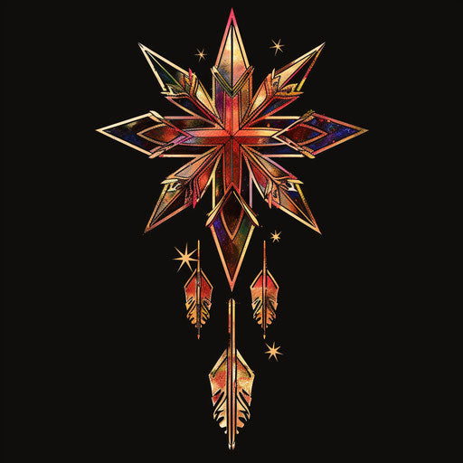 The star above soaring arrows symbol, tenebrism style