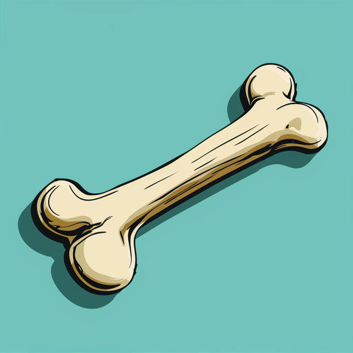 Dog bone clipart in realistic style on turquoise background