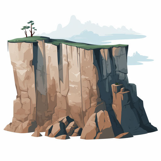Cliff illustration in Minimalist style, on white background