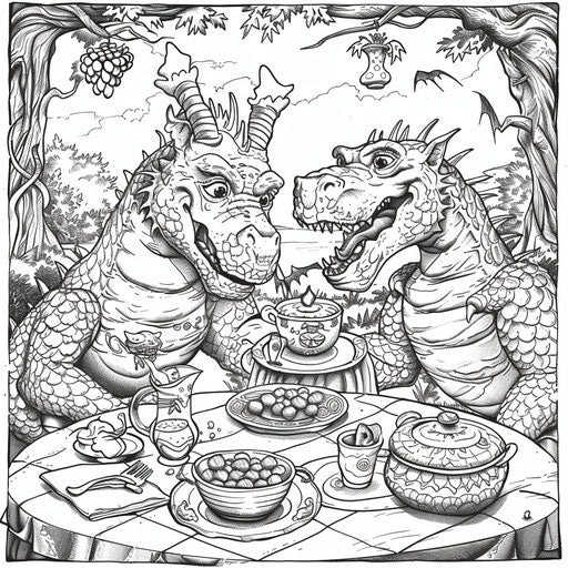 Dragon family at a picnic