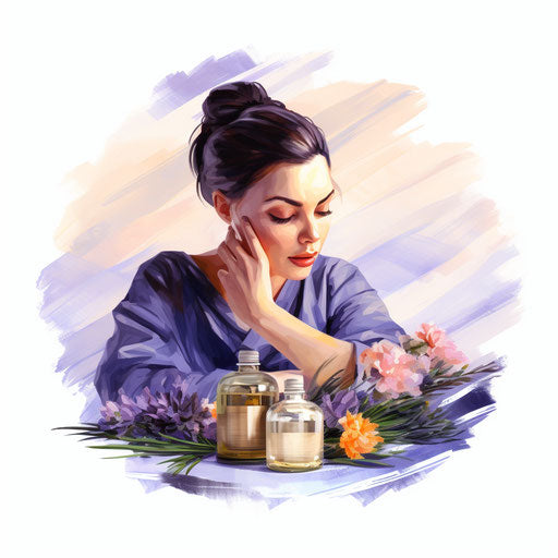 Self care illustration in the style of Oil painting, on a white background