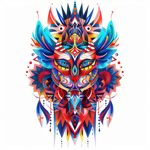 Colorful and abstract African tribal tattoo design