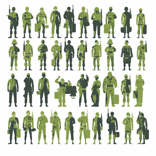 Minimalist army illustration on white background