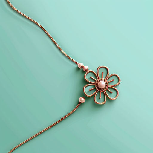 Realistic rakhi clipart on a flat, serene aqua background