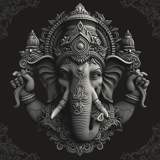 Realistic illustration of vinayagar on dark background, dramatic contrast