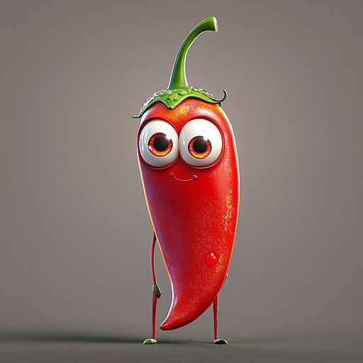 Humorous caricature of a chilli clipart with human characteristics