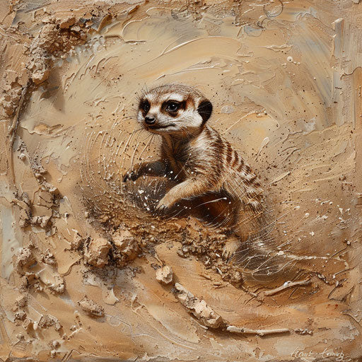 Playful meerkat in a dynamic pose
