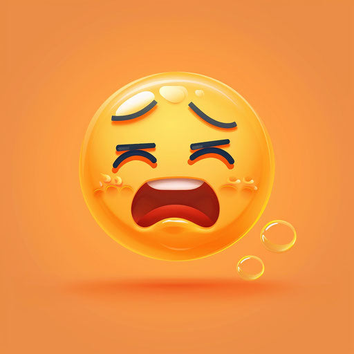 Crying emoji clipart, simple transparent orange background