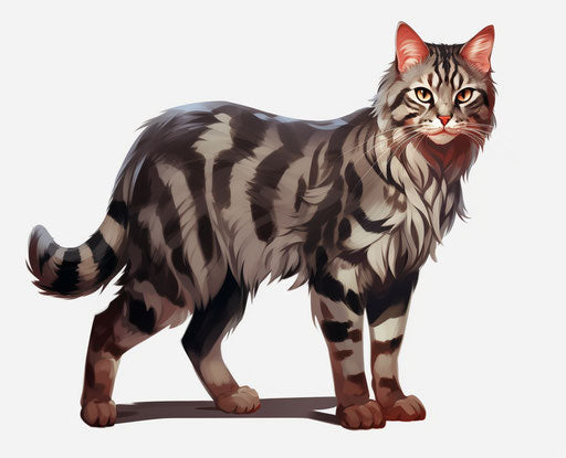 Energetic and bold feline on white background