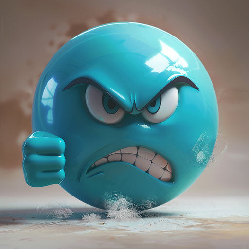 Cartoon emoticon angrily pointing back