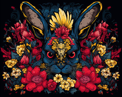 Day of the Dead rabbit, mix of Mexican and American cultures